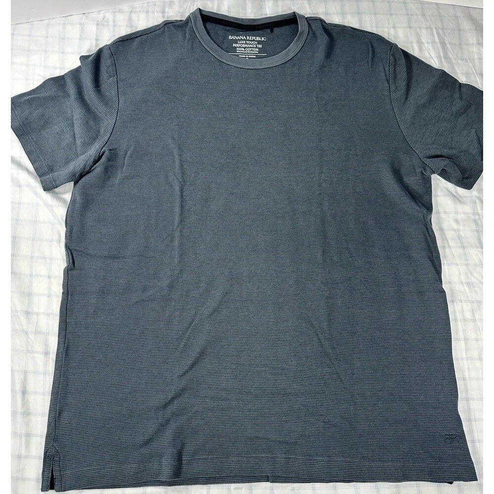 Banana Republic Luxe Touch Performance Tee - Men's XL - Gray Textured Stripe